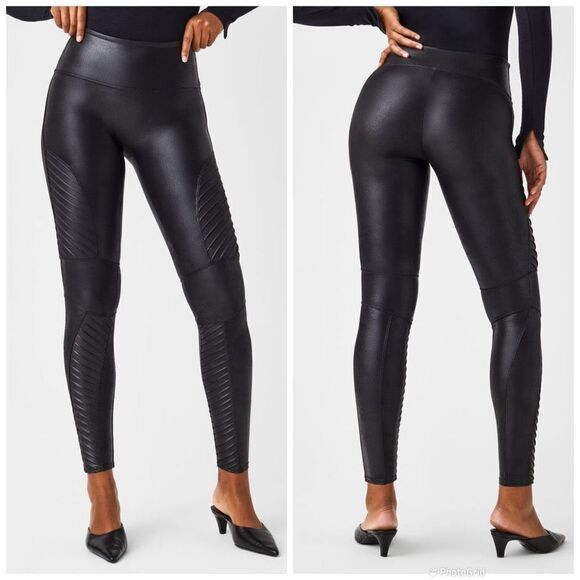 Spanx Faux Leather Moto Leggings - Picture 2 of 16